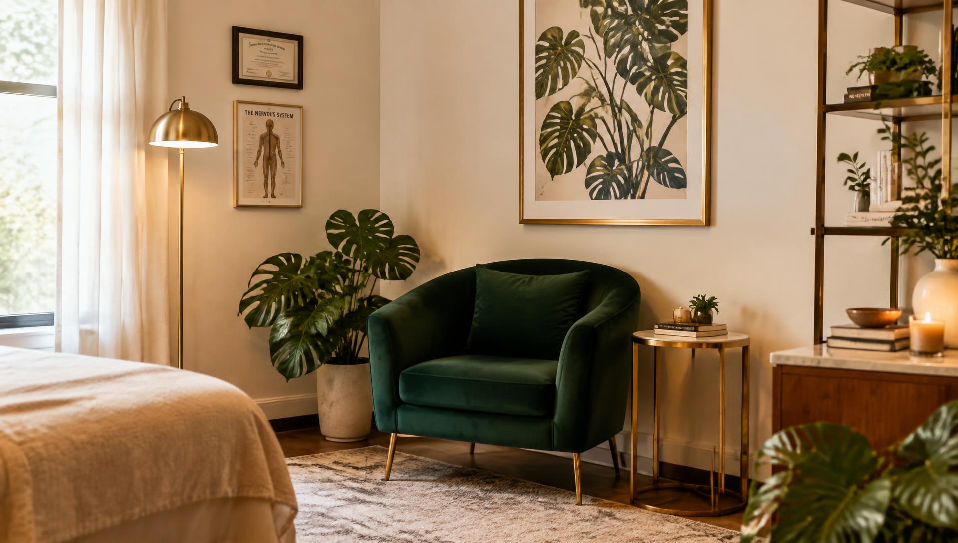A peaceful, naturally lit wellness space